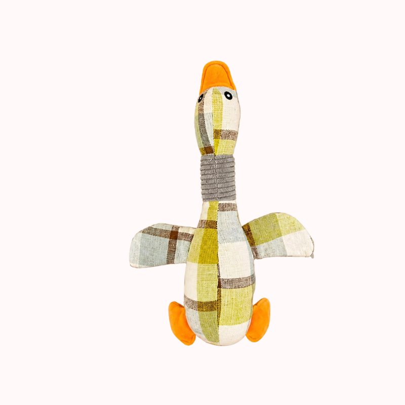 Goose Dog Squeaky Plush Toy with Crinkle Paper for Chewers