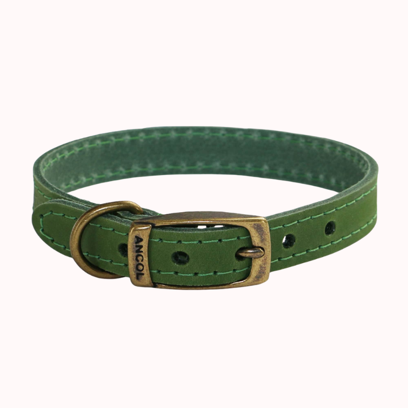 Timberwolf Leather Collar Green