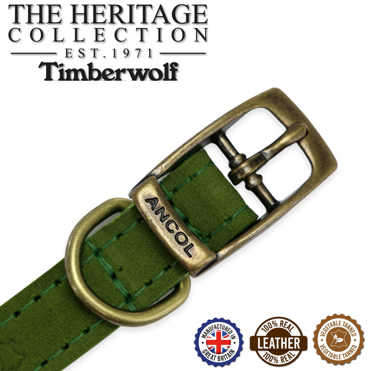 Timberwolf Leather Collar Green